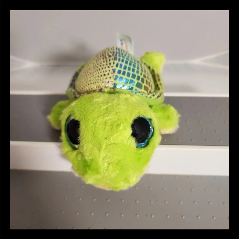 Yoohoo and Friend Plush Stuffed Green Turtle Toy Big Eyes Glitter